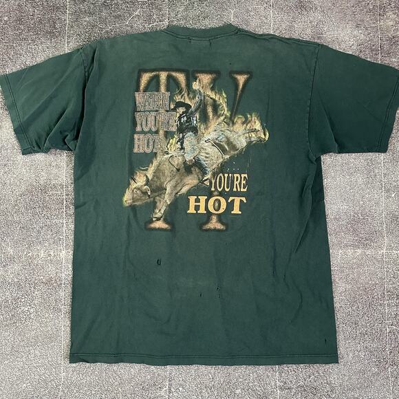 Men's Vintage 90's Wrangler Ty Murray Rodeo Cowboy When You're Hot T Shirt Sz XL - Picture 1 of 5